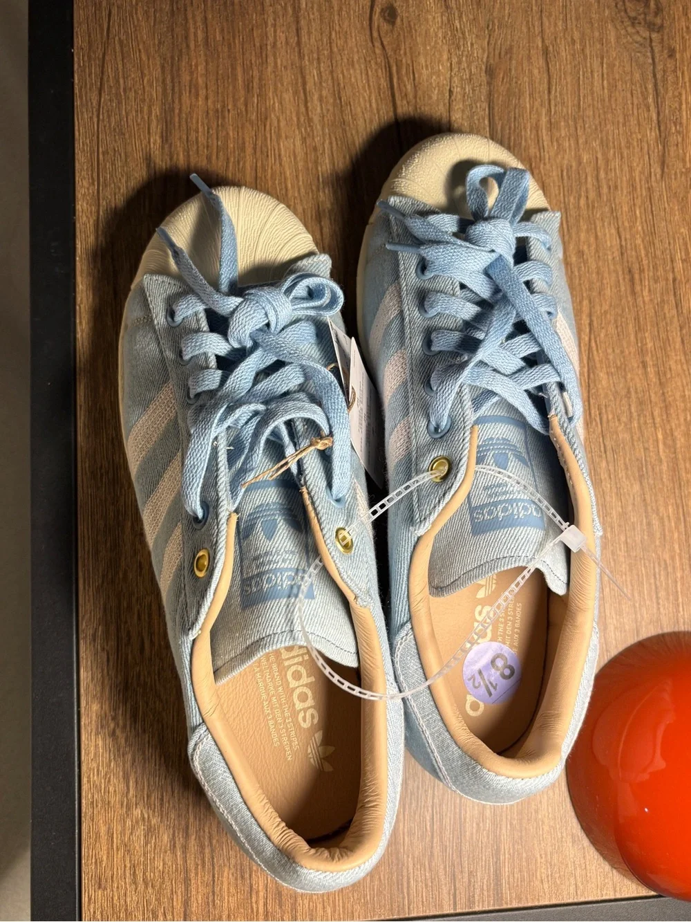 NWT Adidas Men’s 8.5 Denim Superstar Casual Sneakers in Light Blue